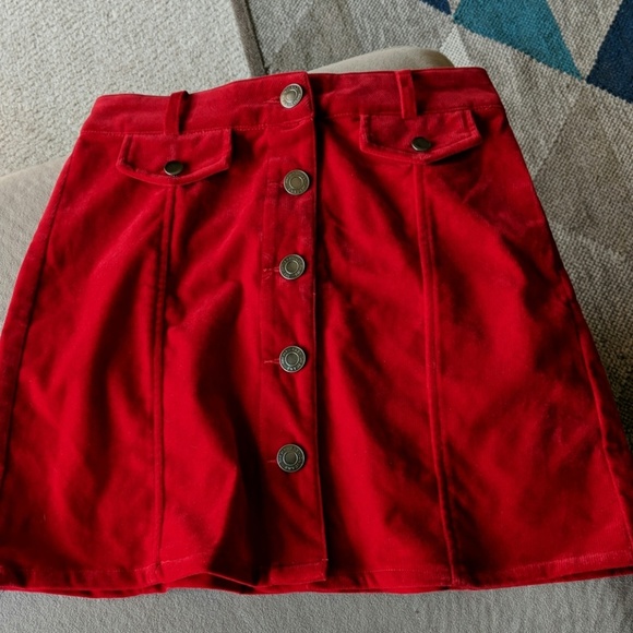 molly green Dresses & Skirts - Velvet red mini skirt from Nashville boutique